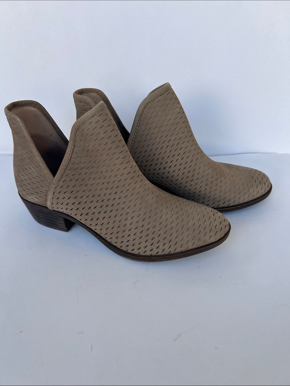 Lucky Brand Taupe Perforated Ankle Booties